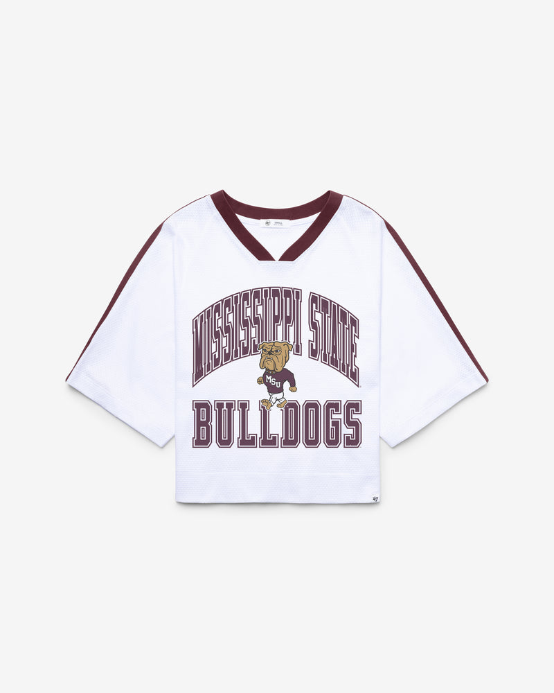 MISSISSIPPI STATE BULLDOGS VINTAGE BIG OVERARCH '47 WOMEN'S DROP NEEDLE RAGLAN JERSEY