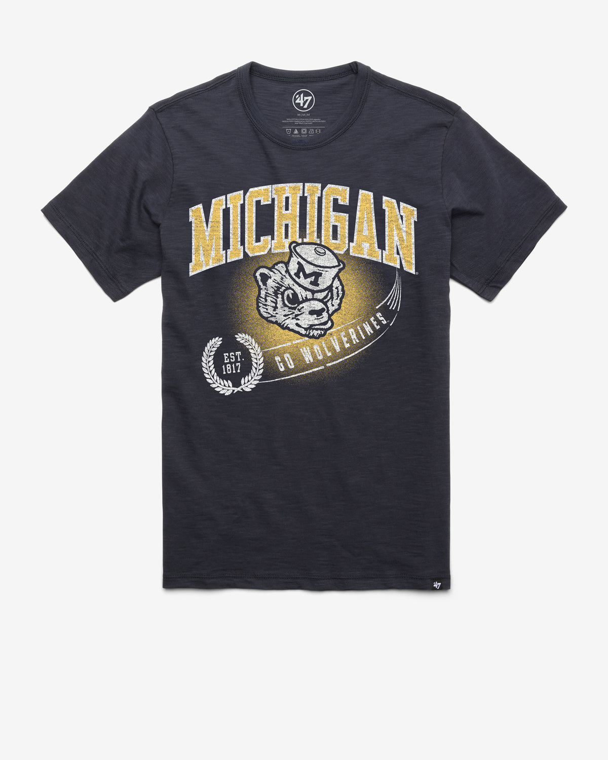 MICHIGAN WOLVERINES VINTAGE STREAK '47 SCRUM TEE