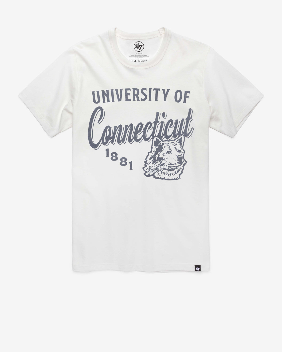 CONNECTICUT HUSKIES UCONN VINTAGE DIAG SCRIPT '47 FRANKLIN TEE