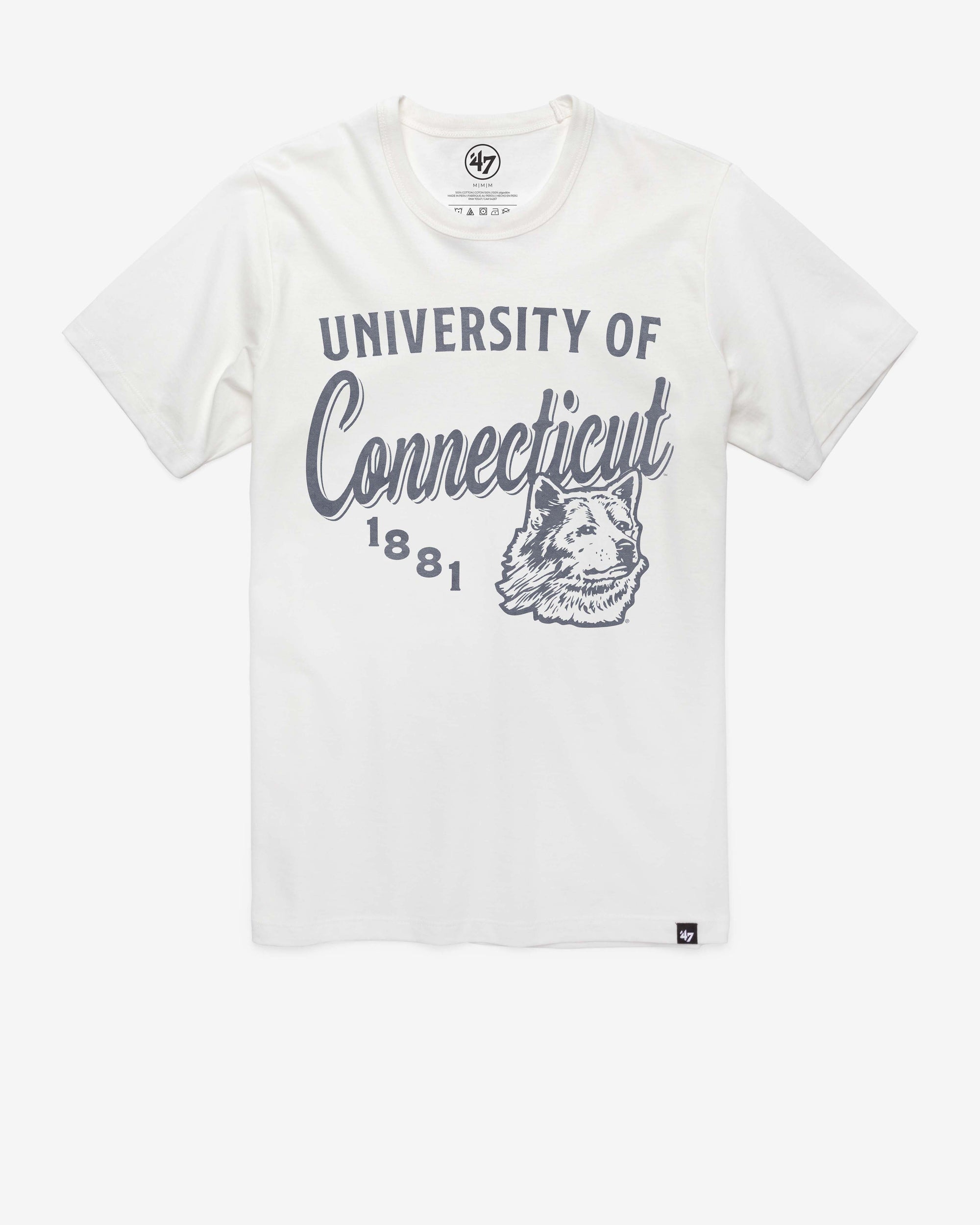 CONNECTICUT HUSKIES UCONN VINTAGE DIAG SCRIPT '47 FRANKLIN TEE