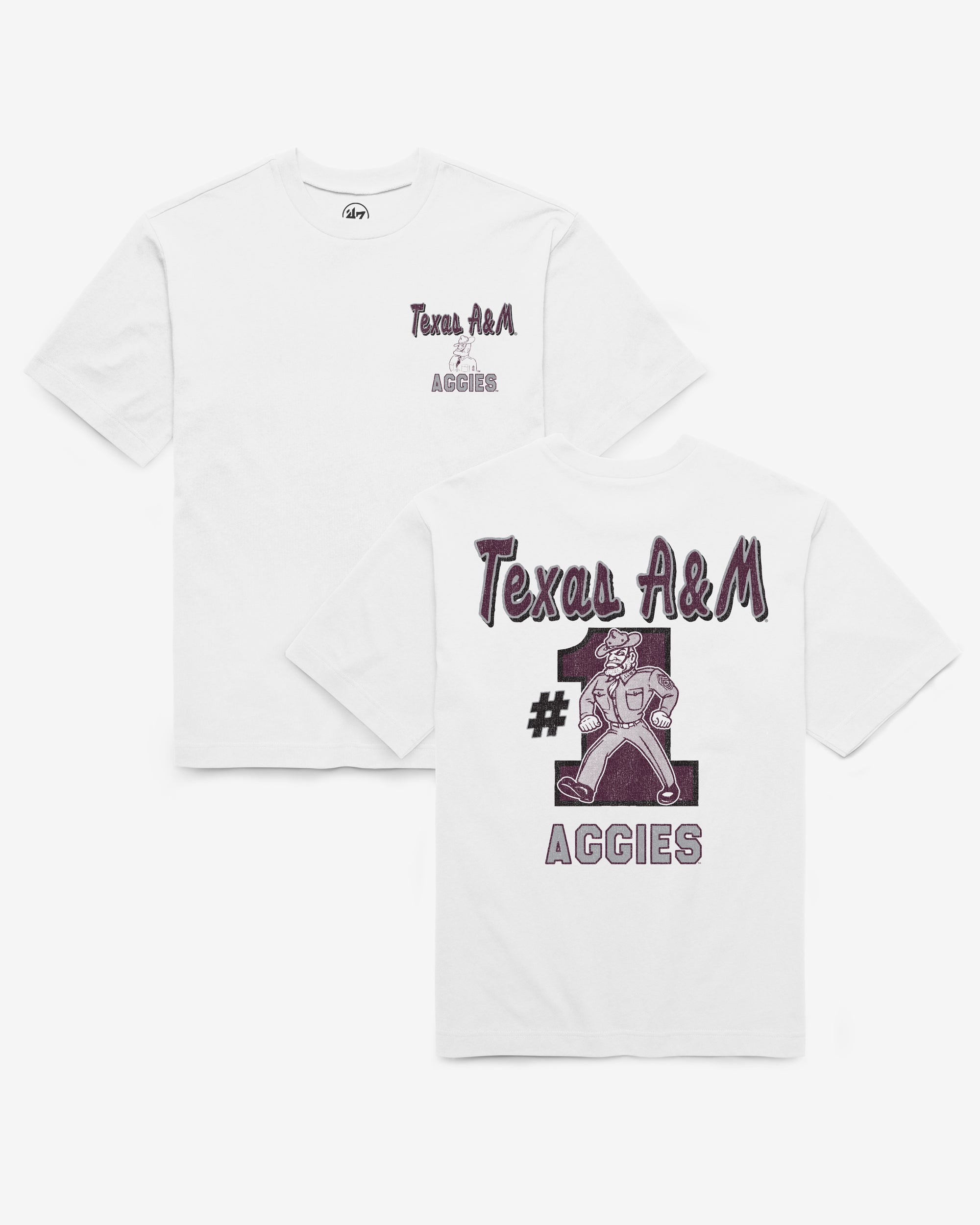 TEXAS A&M AGGIES VINTAGE CAMPUS MASCOT BACKER '47 FOUNDATION TEE