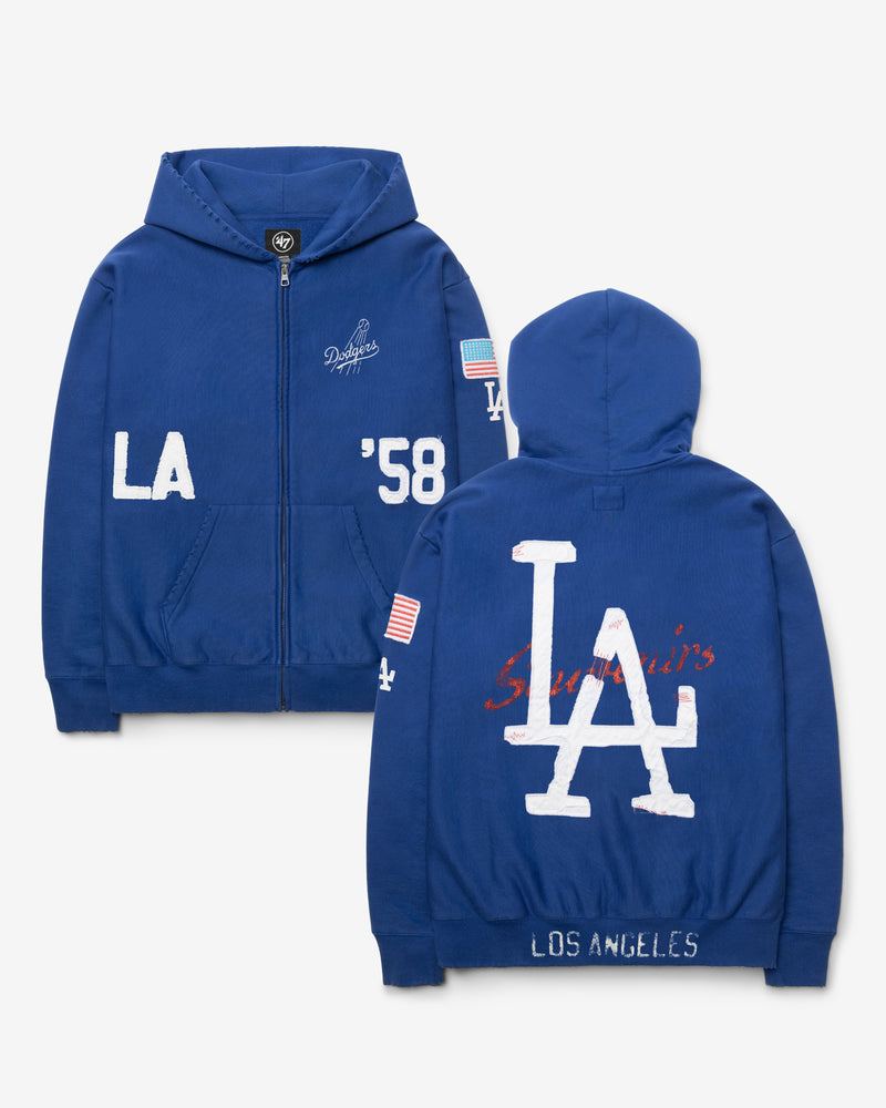 LOS ANGELES DODGERS COOPERSTOWN FIRST NINE DISTRESS '47 FULL ZIP HOOD