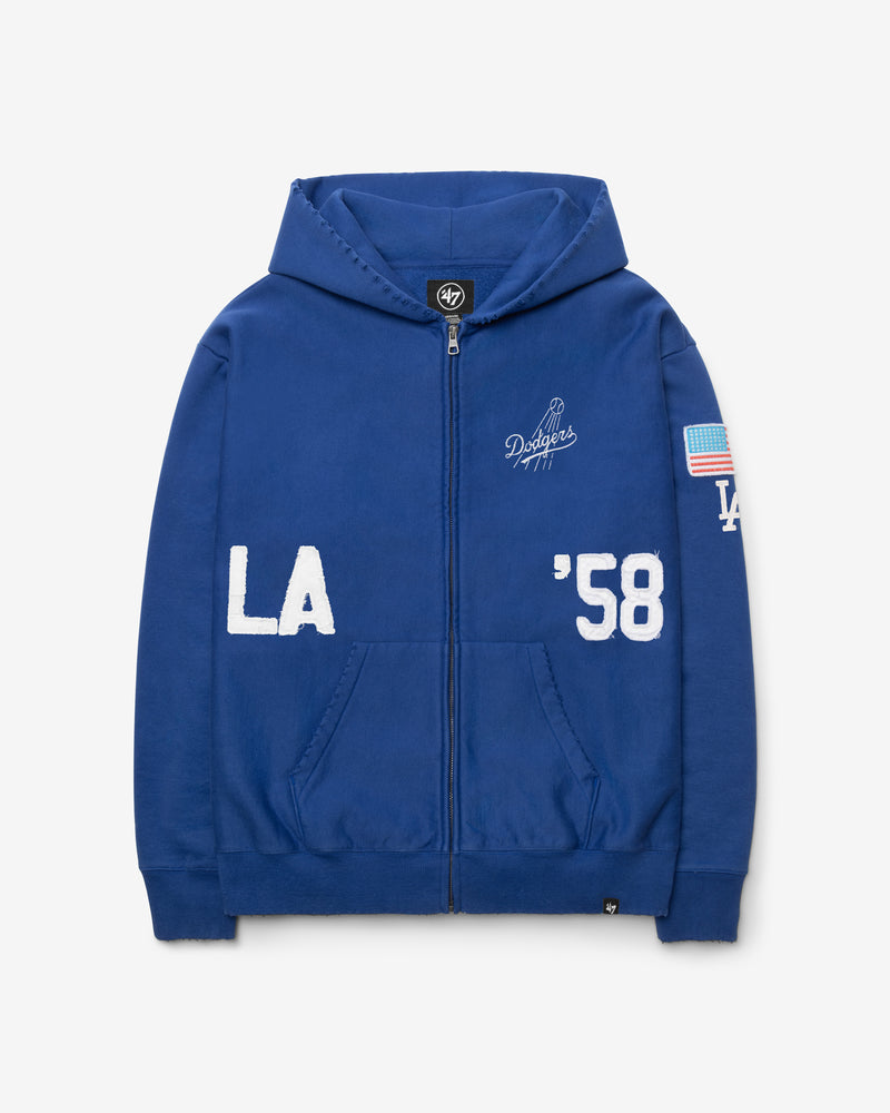 LOS ANGELES DODGERS COOPERSTOWN FIRST NINE DISTRESS '47 FULL ZIP HOOD
