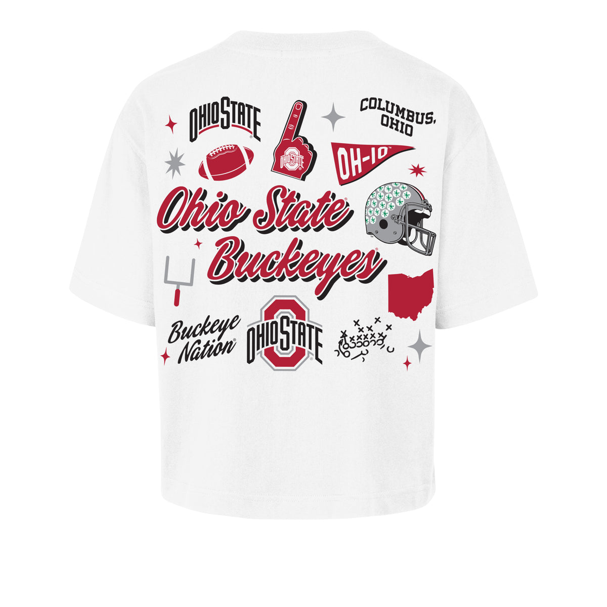 OHIO STATE BUCKEYES COLLAGE SCRIPT '47 REED CITY TEE WOMENS
