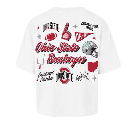 OHIO STATE BUCKEYES COLLAGE SCRIPT '47 REED CITY TEE WOMENS
