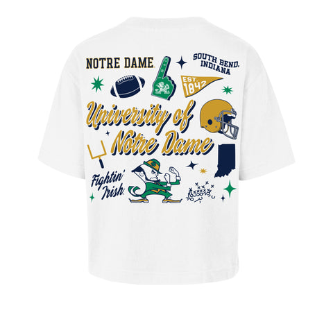 NOTRE DAME FIGHTING IRISH COLLAGE SCRIPT '47 REED CITY TEE WOMENS