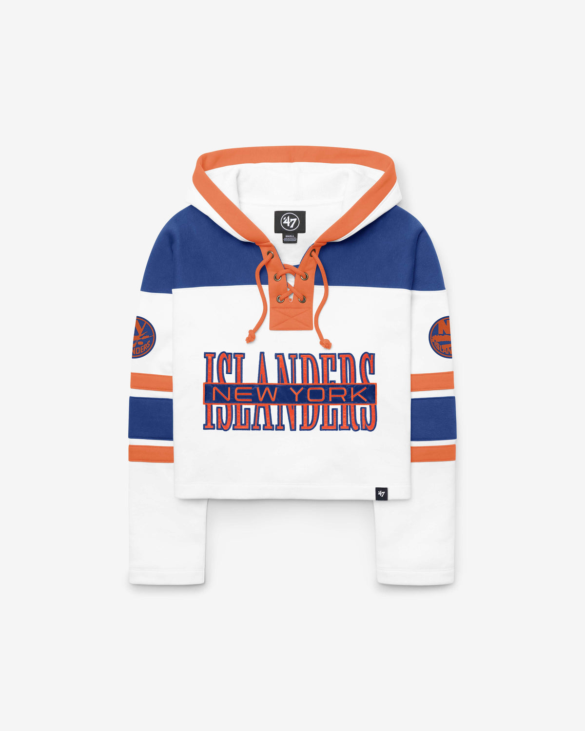 NEW YORK ISLANDERS CUT THRU CROPPED '47 WOMEN'S SUPERIOR LACER HOOD