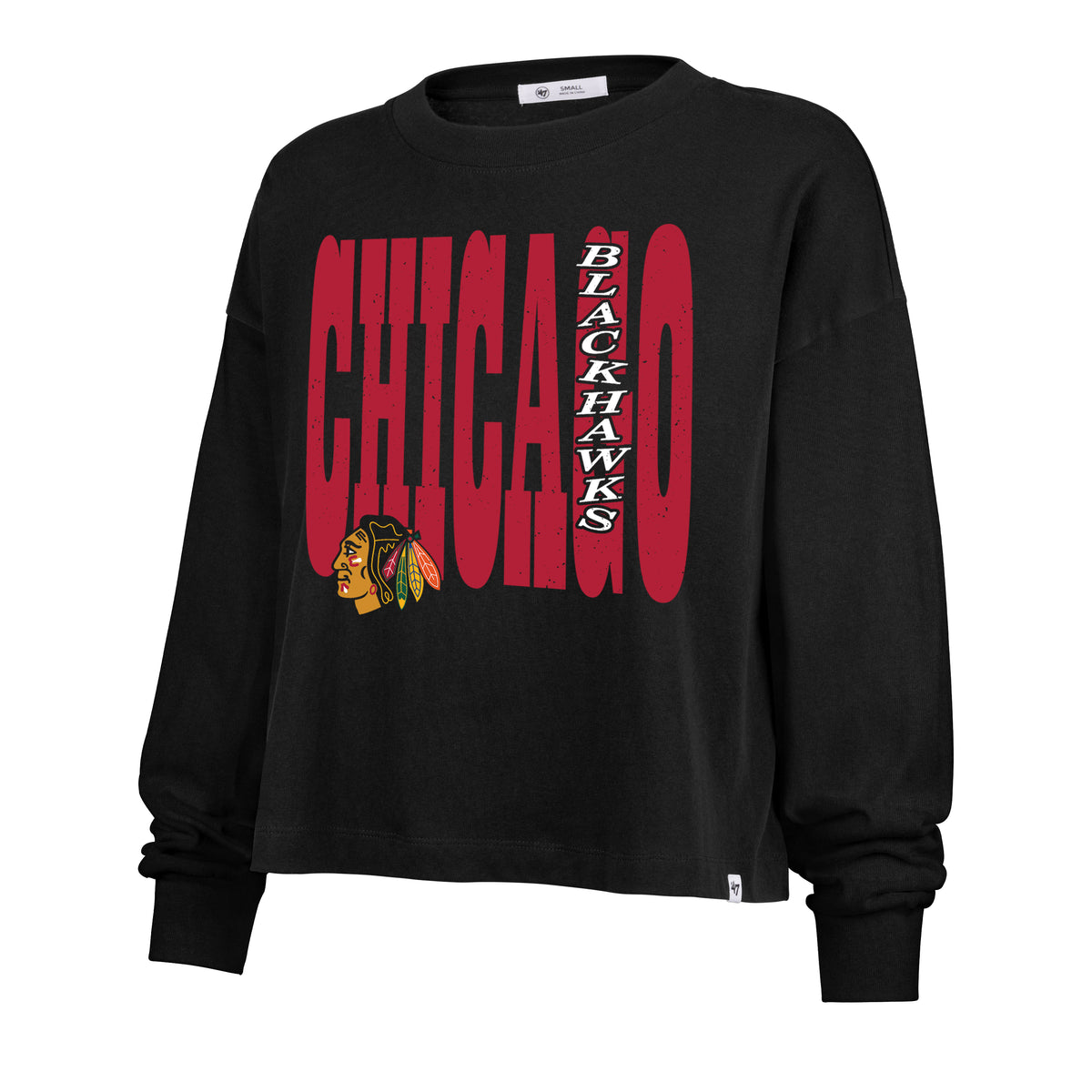 CHICAGO BLACKHAWKS BOLD STACK '47 SYDNEY LONG SLEEVE TEE WOMENS