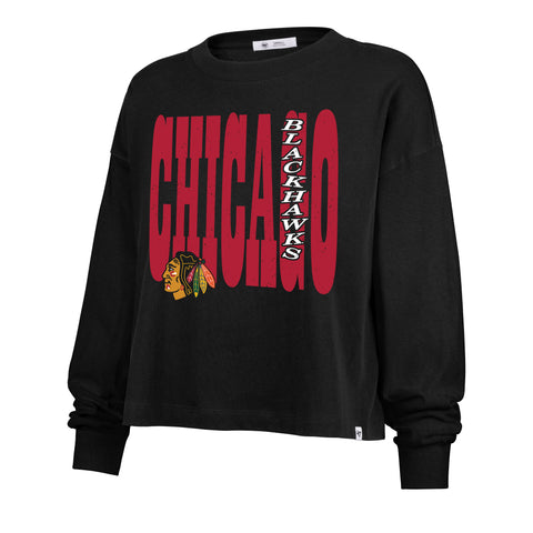 CHICAGO BLACKHAWKS BOLD STACK '47 SYDNEY LONG SLEEVE TEE WOMENS