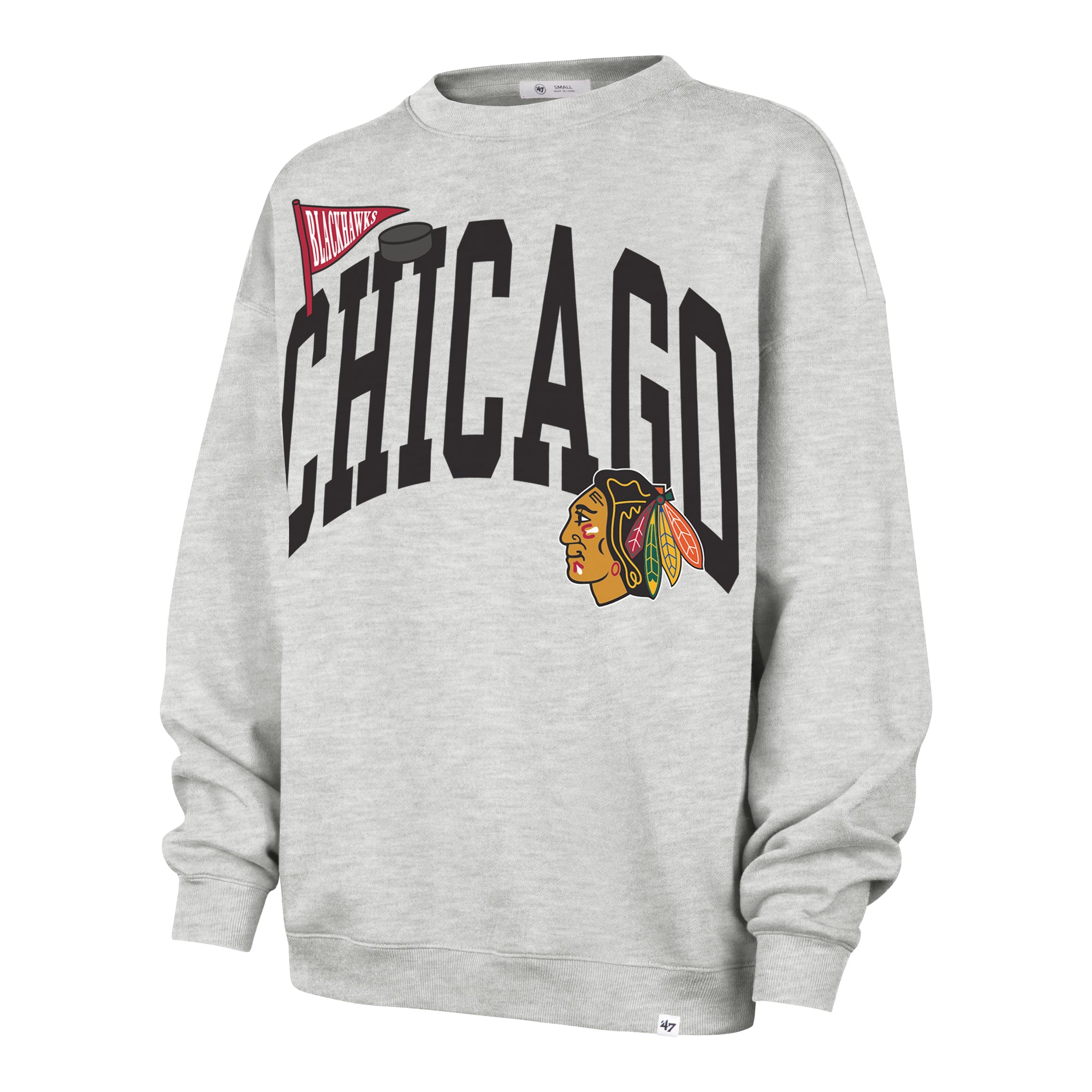 CHICAGO BLACKHAWKS ARCHED ICON '47 OVERSIZED CREW WOMENS