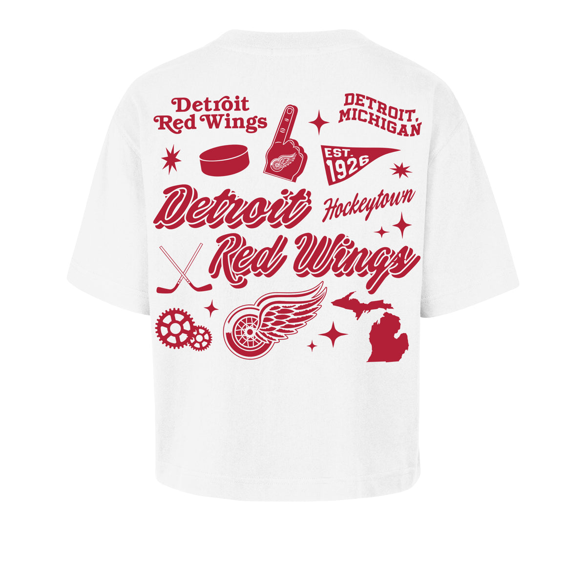 DETROIT RED WINGS COLLAGE SCRIPT '47 REED CITY TEE WOMENS