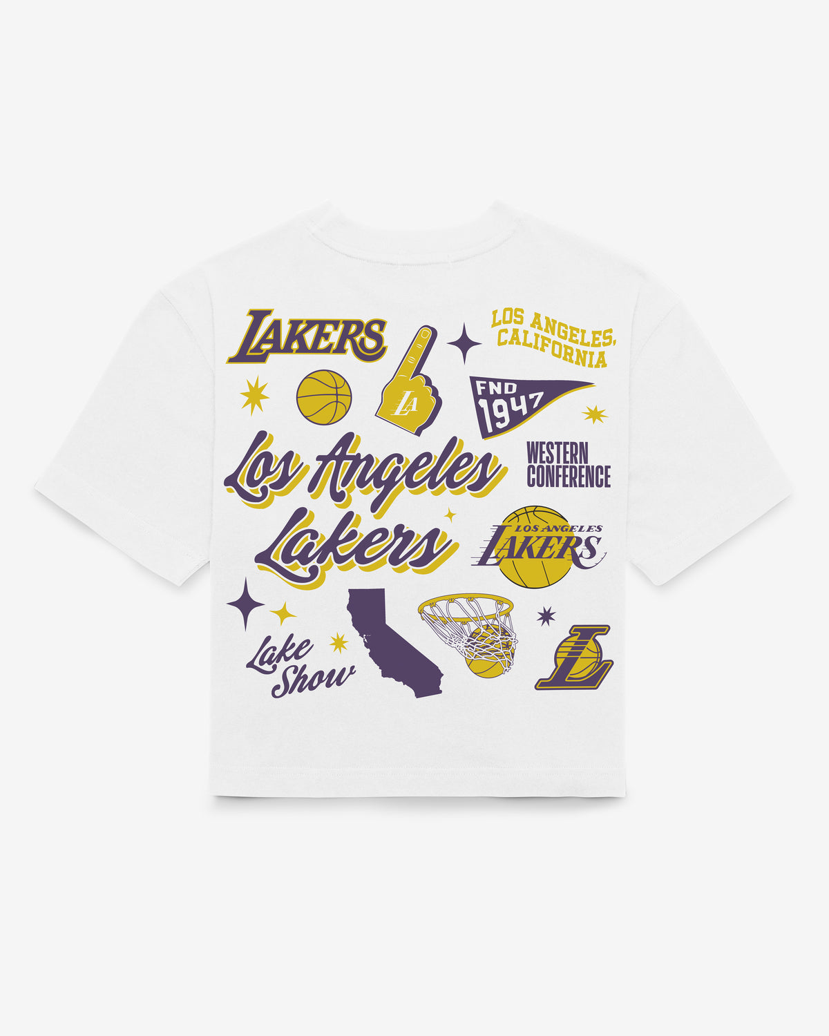 LOS ANGELES LAKERS COLLAGE SCRIPT '47 REED CITY TEE WOMENS