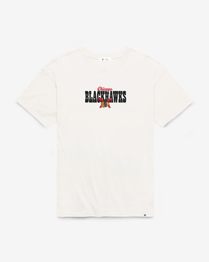CHICAGO BLACKHAWKS BOW AND BANNER BACKER '47 SADIE TEE WOMENS