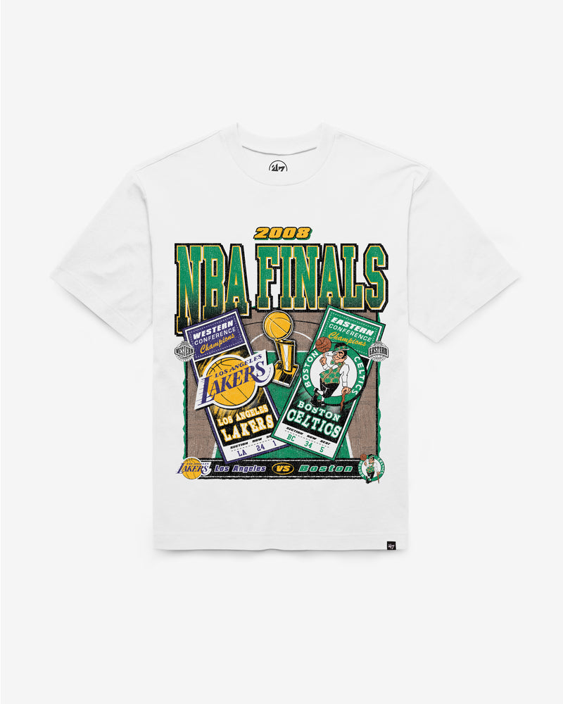 LOS ANGELES LAKERS VS. BOSTON CELTICS 2008 NBA FINALS DUELING COURT MATCHUP '47 FOUNDATION TEE
