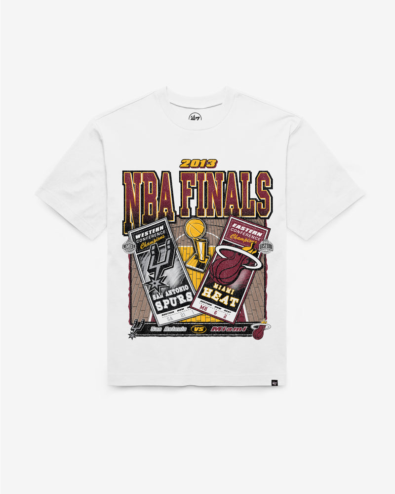 SAN ANTONIO SPURS VS. MIAMI HEAT NBA FINALS DUELING COURT MATCHUP '47 FOUNDATION TEE