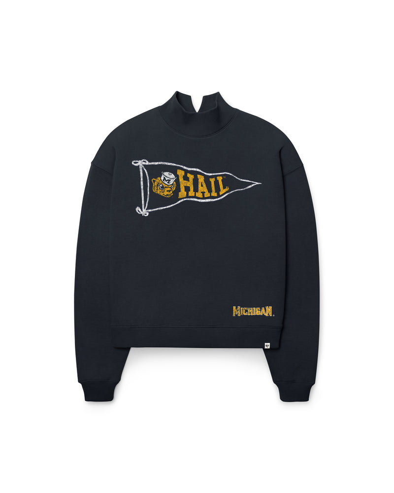 MICHIGAN WOLVERINES VINTAGE VARSITY HOUSE '47 WOMEN'S MOCK NECK PULLOVER