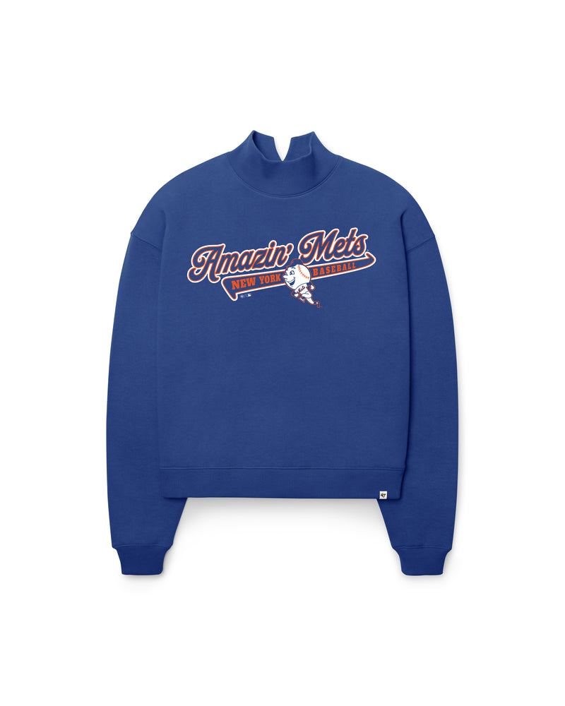 NEW YORK METS COOPERSTOWN VARSITY HOUSE '47 WOMEN'S MOCK NECK PULLOVER
