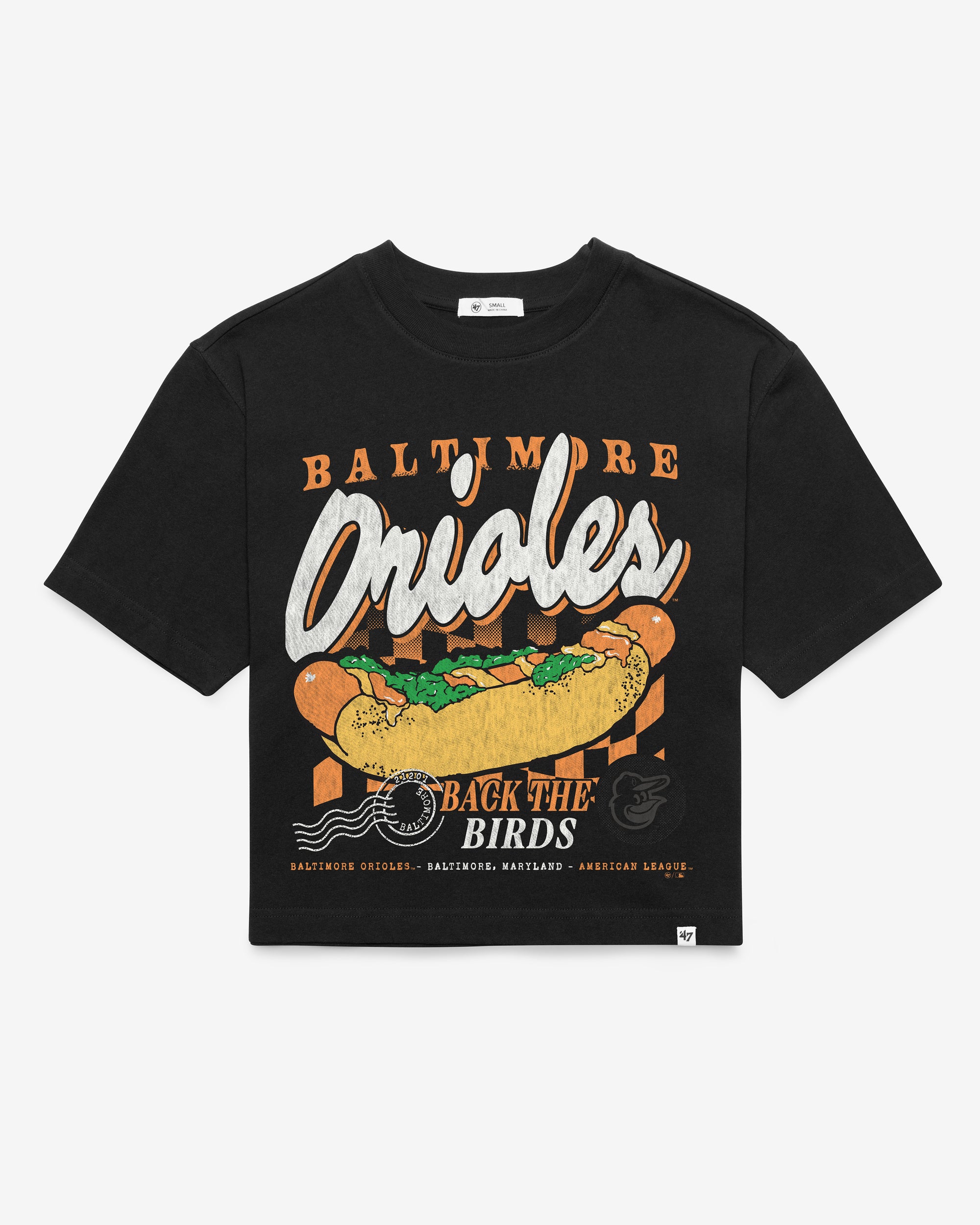 BALTIMORE ORIOLES BITE ZONE '47 REED CITY TEE WOMEN