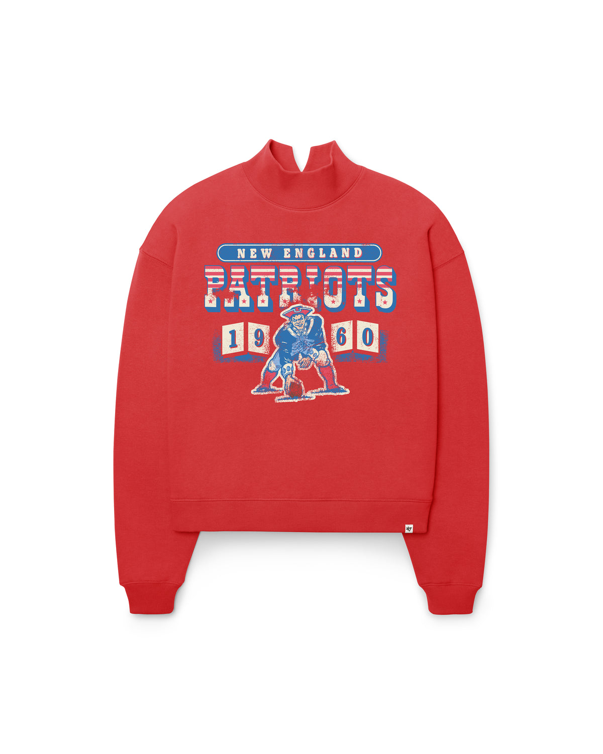NEW ENGLAND PATRIOTS HISTORIC VARSITY HOUSE '47 WOMEN'S MOCK NECK PULLOVER