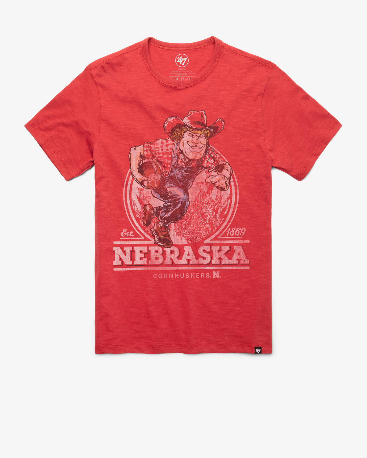 NEBRASKA CORNHUSKERS EMBLEM MARK '47 SCRUM TEE