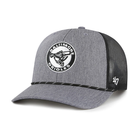 BALTIMORE ORIOLES COOPERSTOWN CARBON ROPE '47 TRUCKER