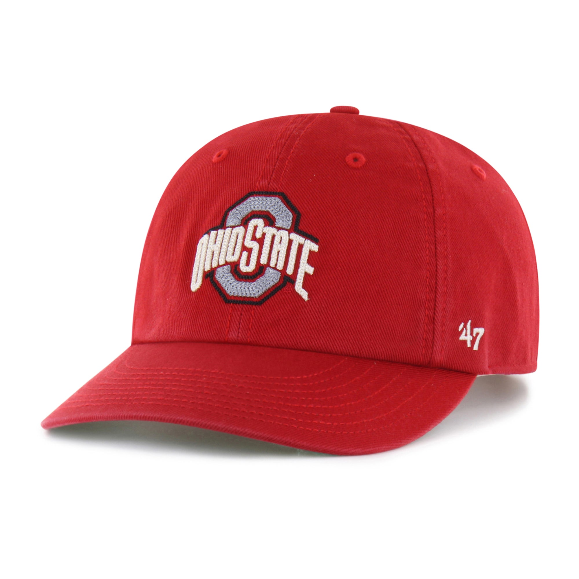 OHIO STATE BUCKEYES CHAIN SIDE STITCH '47 CLEAN UP ROUND VISOR