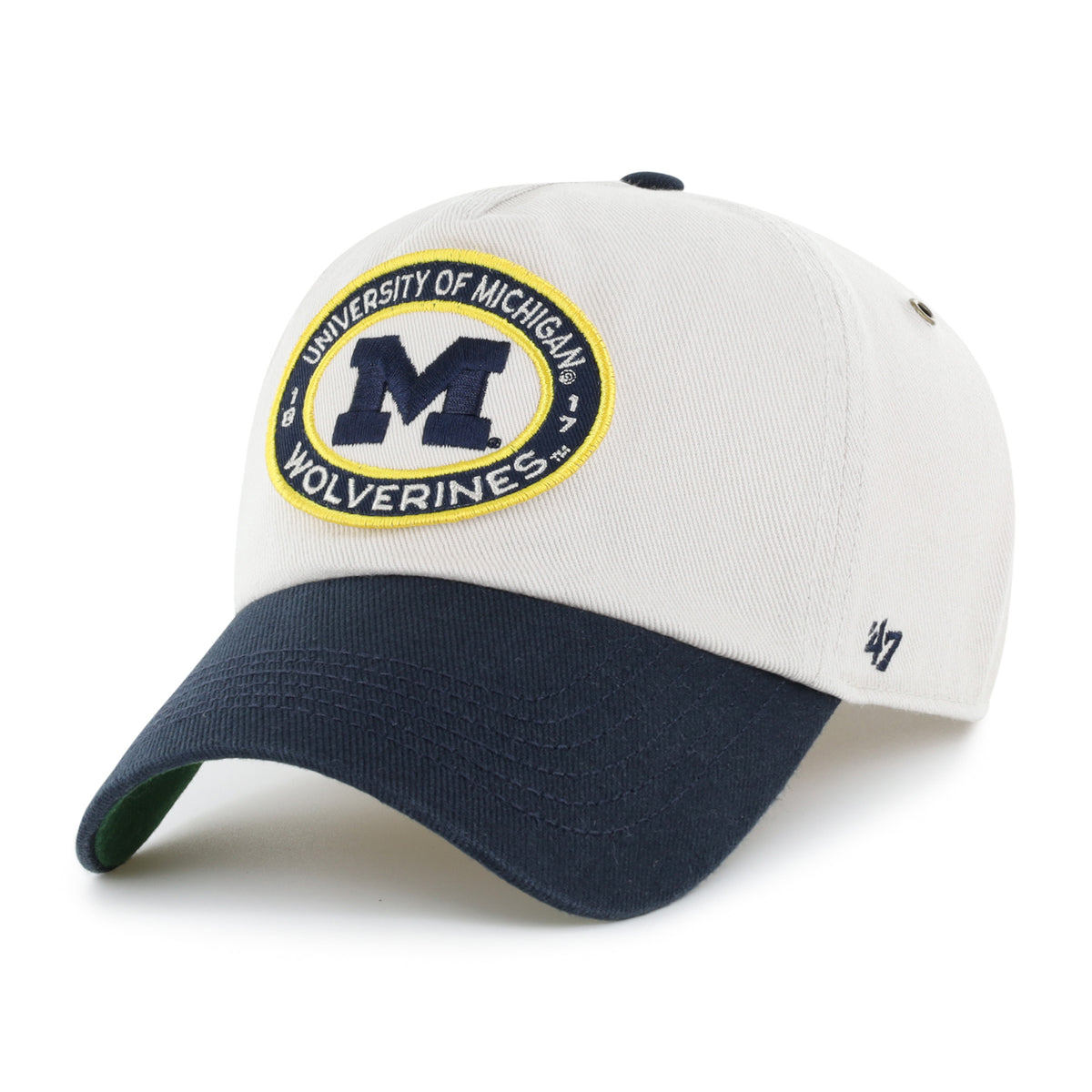 MICHIGAN WOLVERINES OVAL STACK '47 CLEAN UP PINCH FRONT