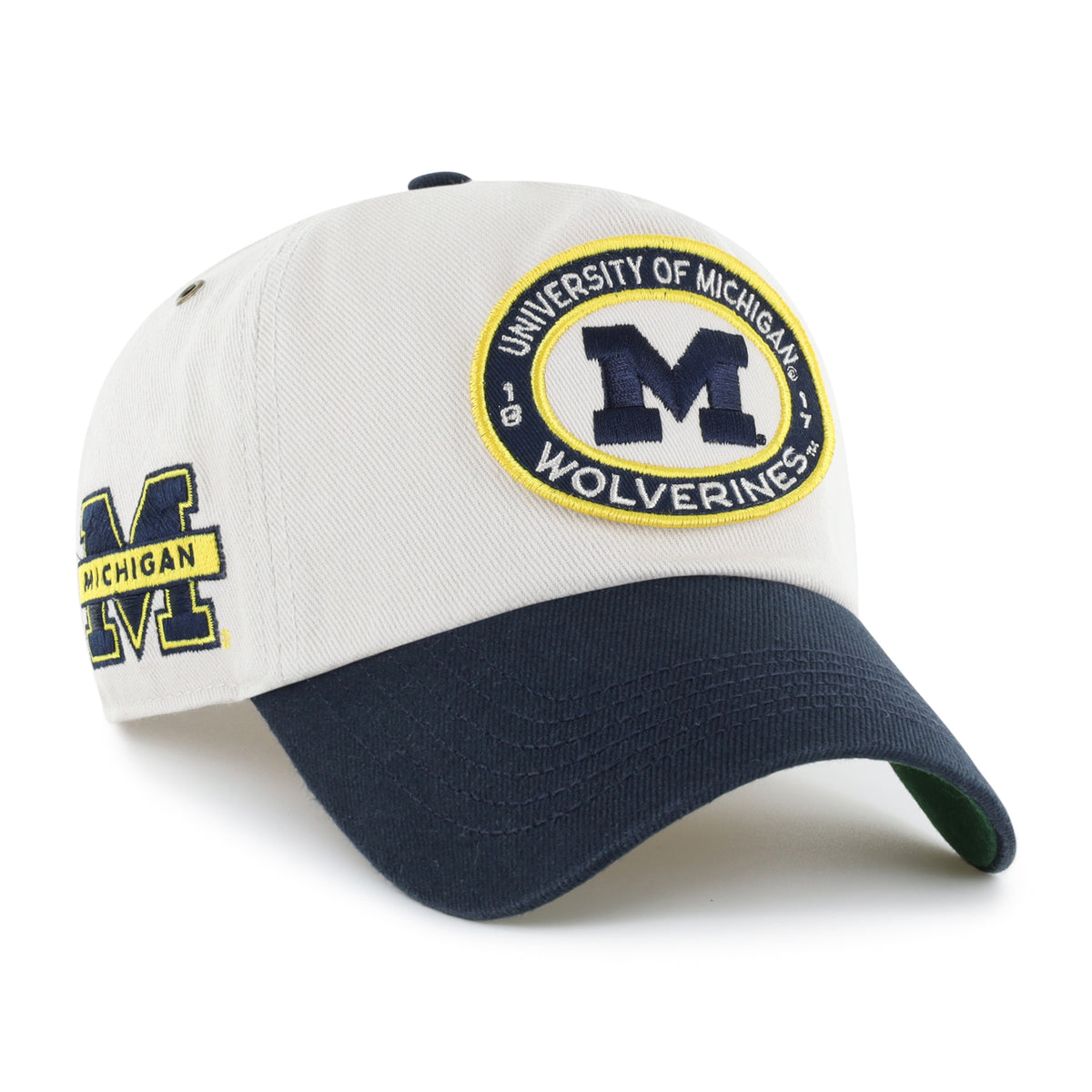 MICHIGAN WOLVERINES OVAL STACK '47 CLEAN UP PINCH FRONT