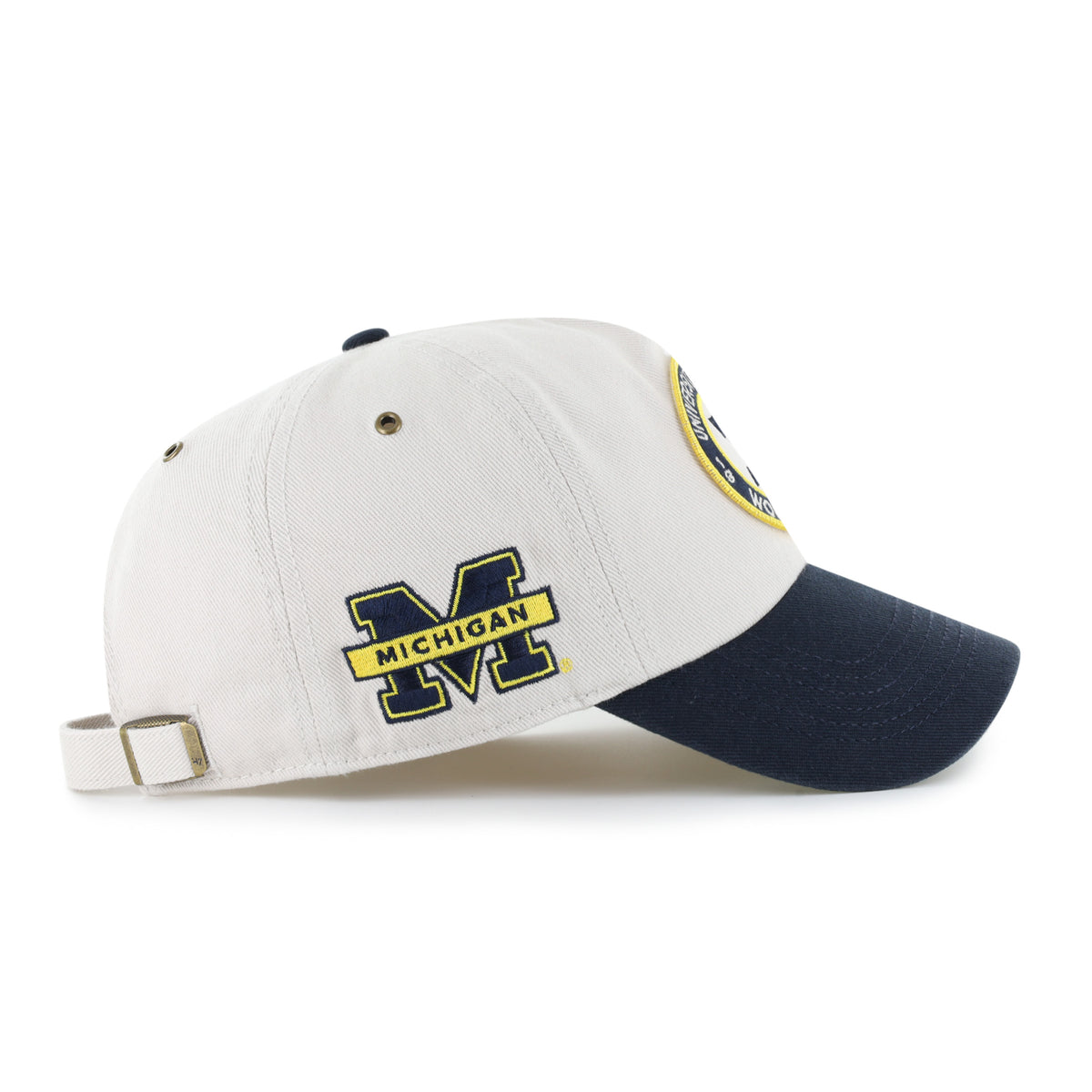 MICHIGAN WOLVERINES OVAL STACK '47 CLEAN UP PINCH FRONT