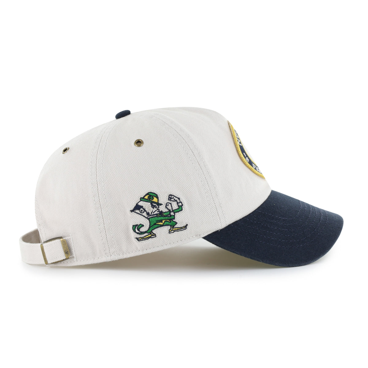 NOTRE DAME FIGHTING IRISH OVAL STACK '47 CLEAN UP PINCH FRONT