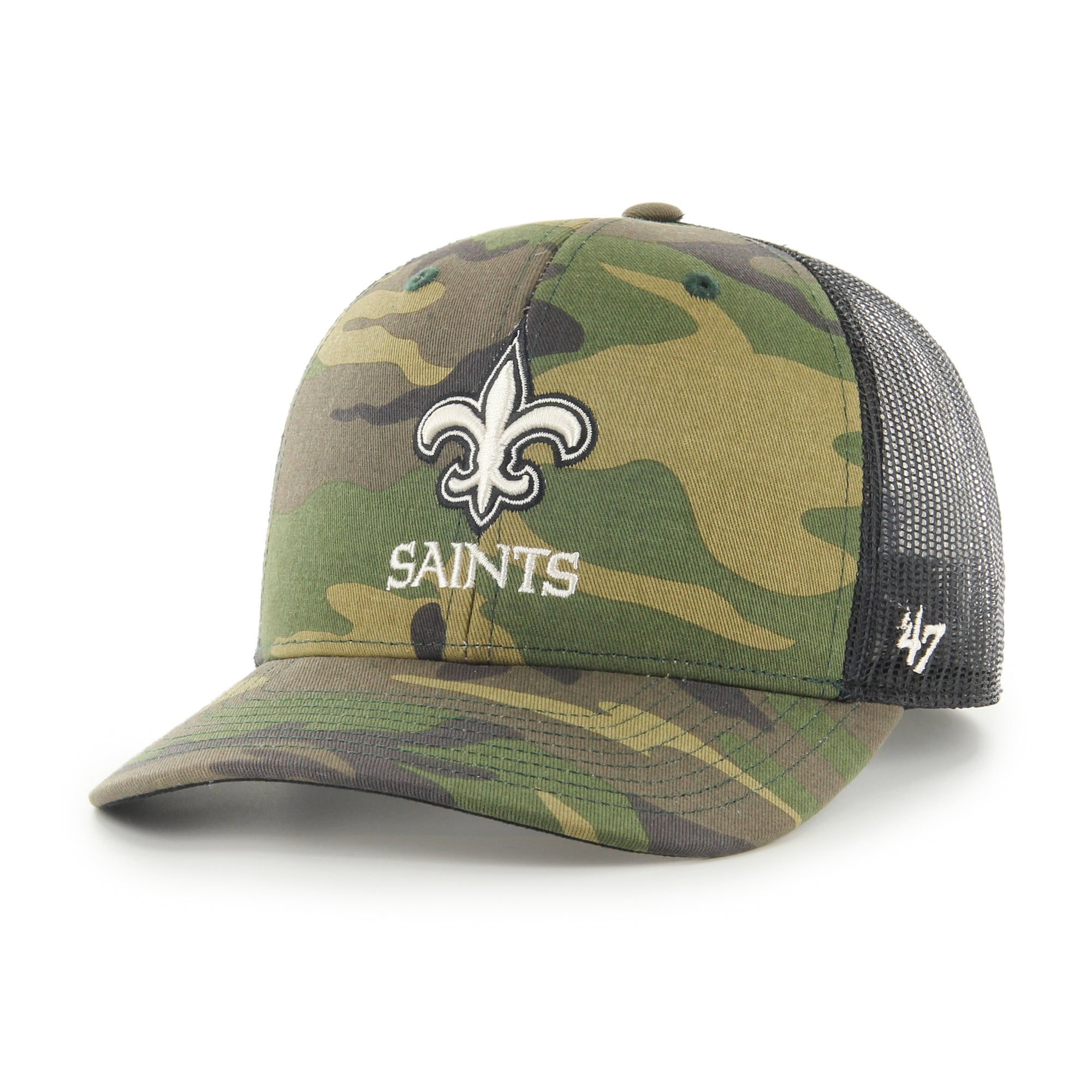 New Orleans Saints Camo Strap '47 Trucker