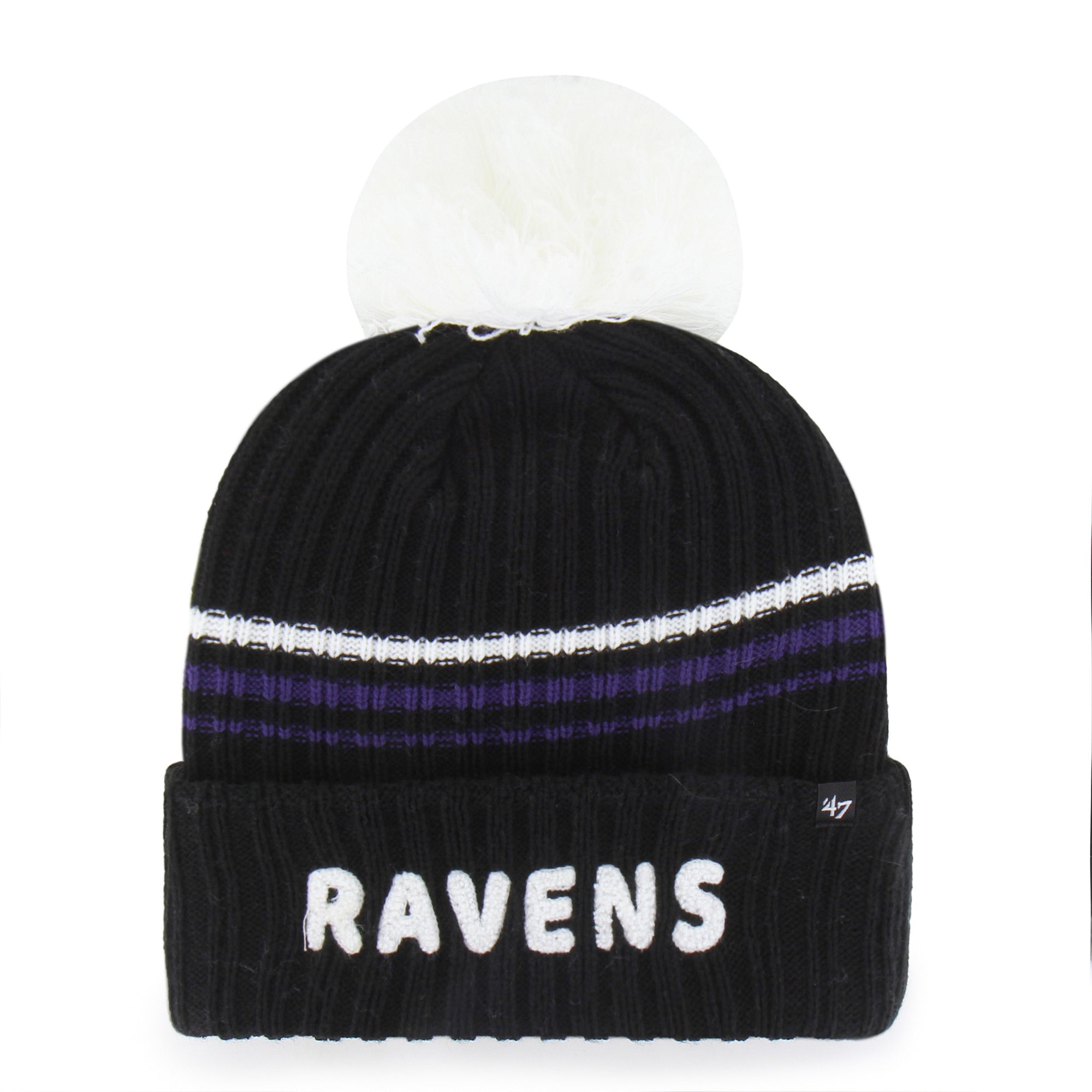 BALTIMORE RAVENS FUZZY SCRIPT '47 WOMEN'S CUFF KNIT