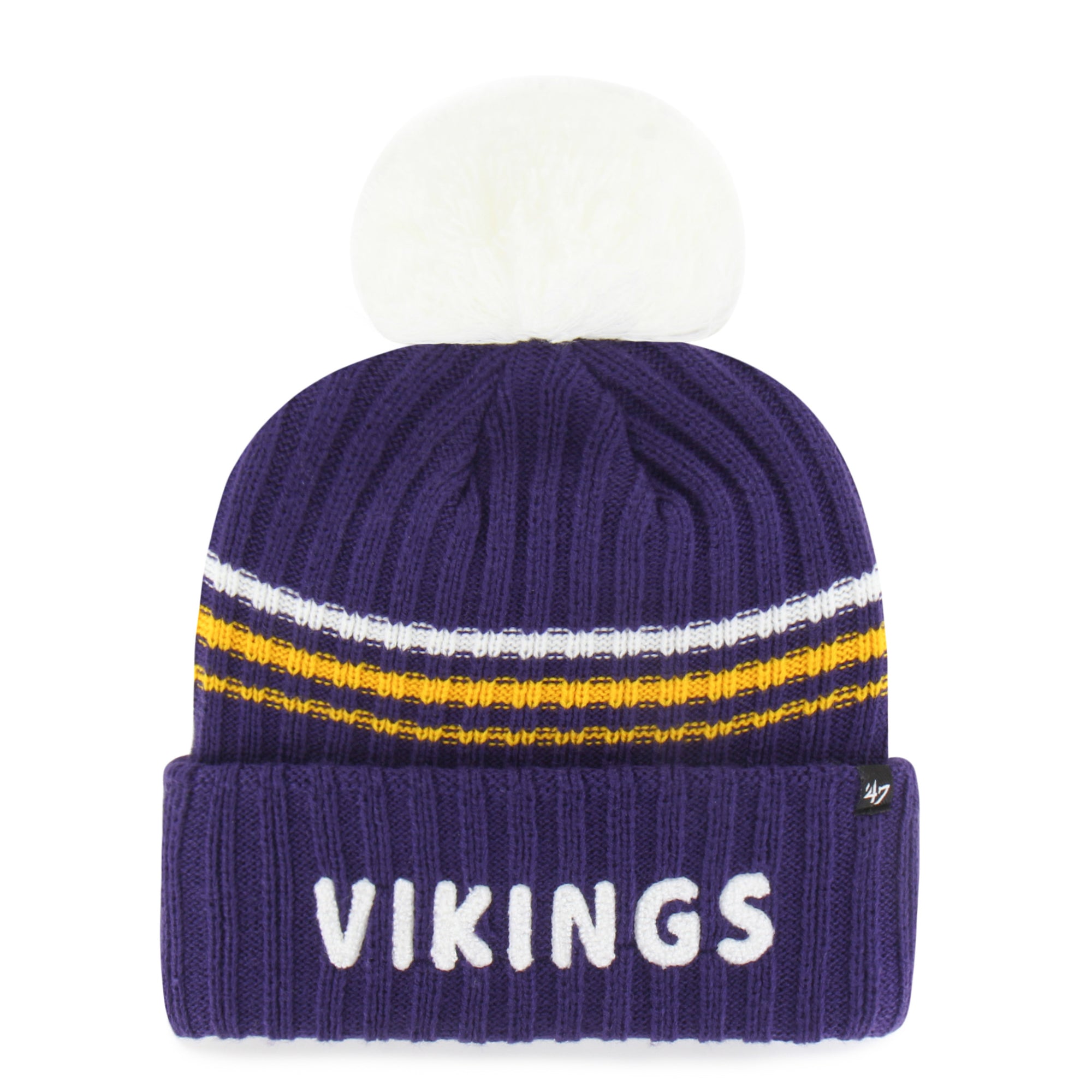 MINNESOTA VIKINGS FUZZY SCRIPT '47 WOMEN'S CUFF KNIT