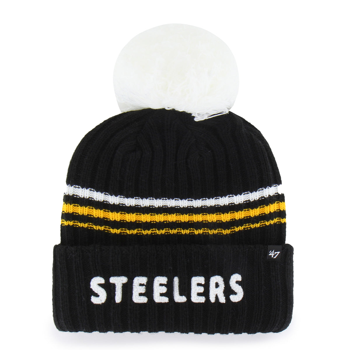 PITTSBURGH STEELERS FUZZY SCRIPT '47 WOMEN'S CUFF KNIT