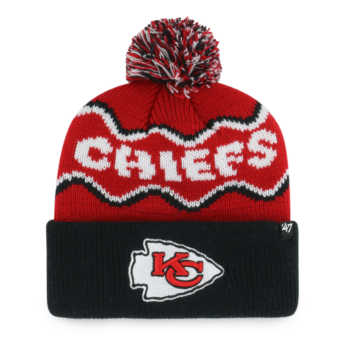 KANSAS CITY CHIEFS SQUIGGLE SCRIPT '47 KID'S CUFF KNIT
