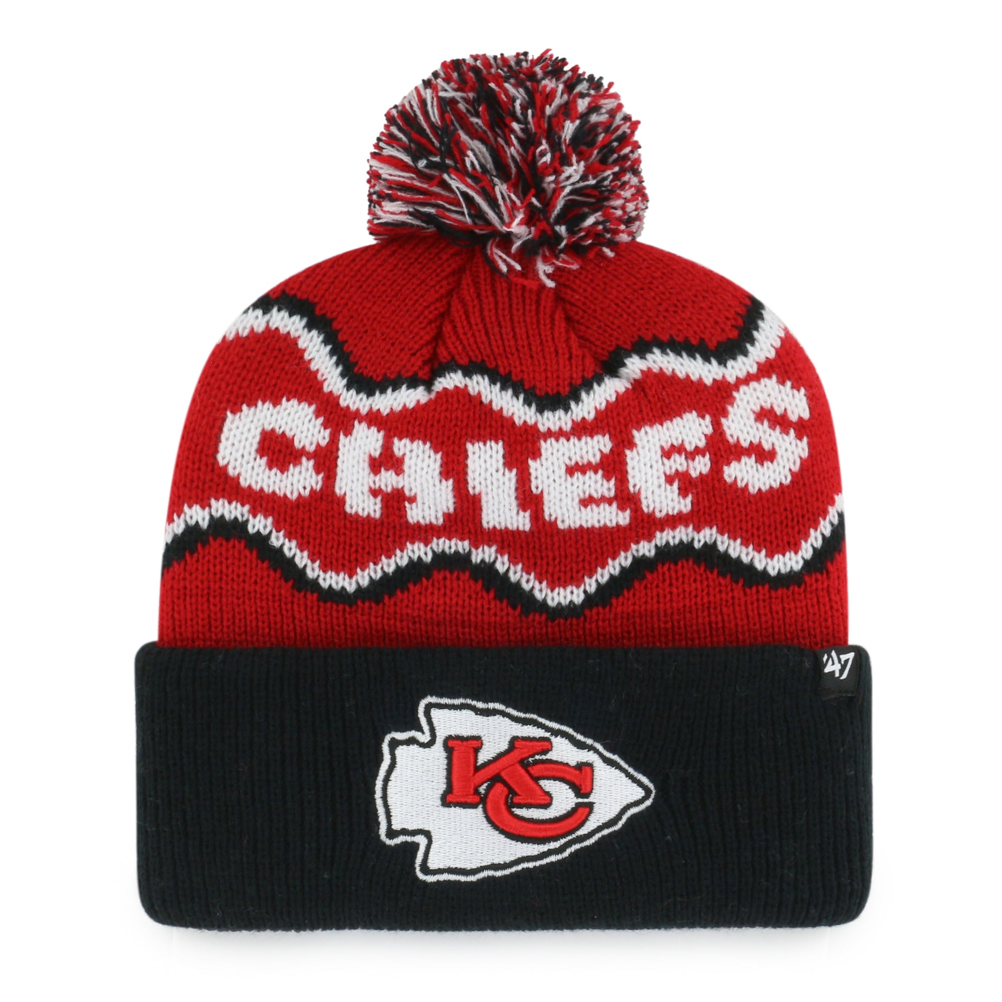 KANSAS CITY CHIEFS SQUIGGLE SCRIPT '47 KID'S CUFF KNIT