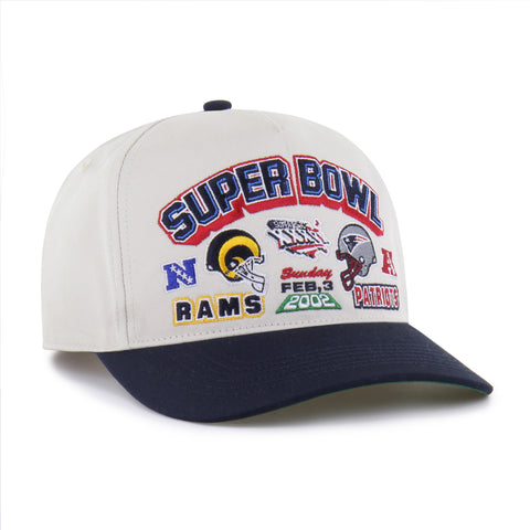 LOS ANGELES RAMS X NEW ENGLAND PATRIOTS SUPER BOWL GRIDIRON DUELING ARCH CHAMP '47 HITCH RF RELAXED FIT