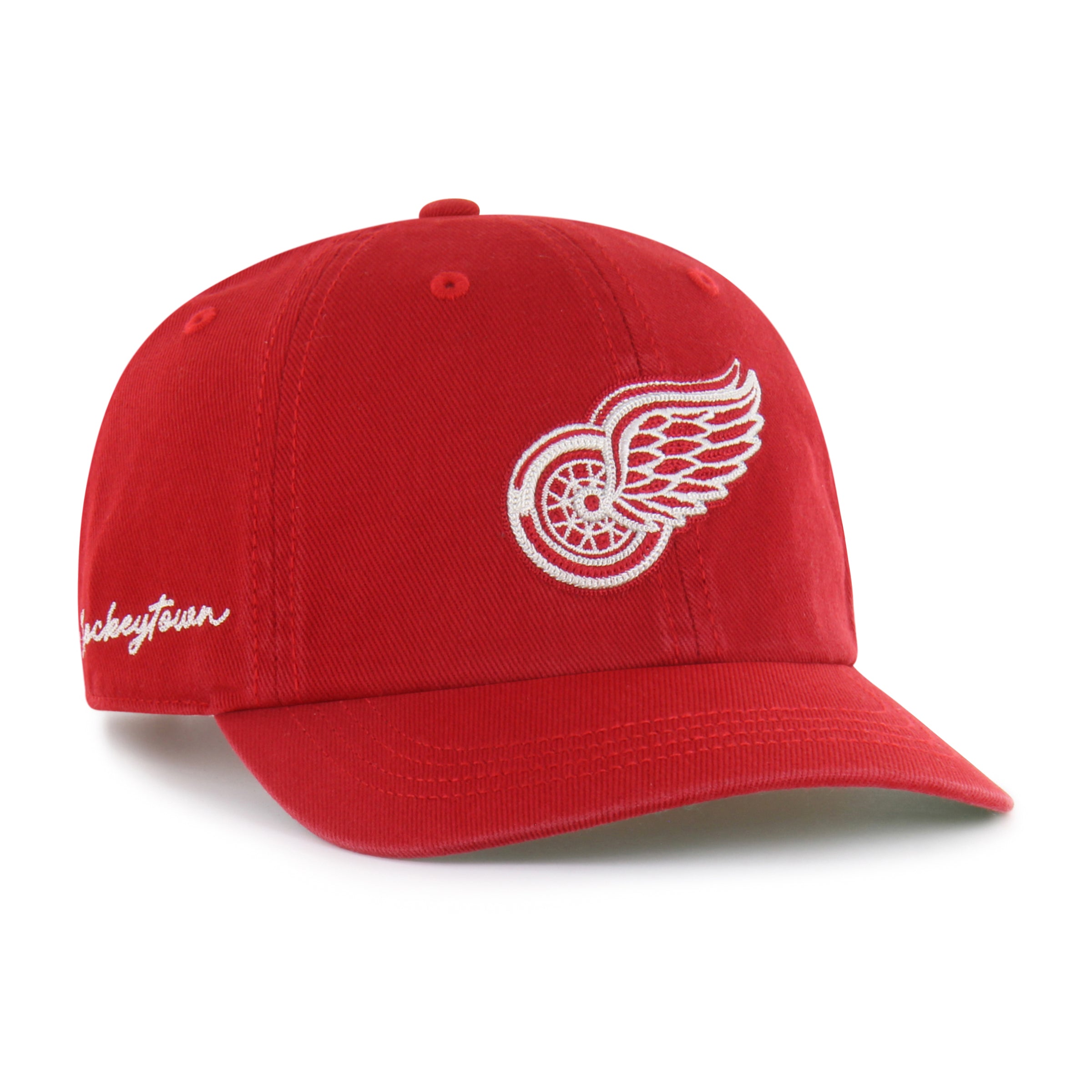 DETROIT RED WINGS CHAIN SIDE STITCH '47 CLEAN UP SHORT VISOR - Red