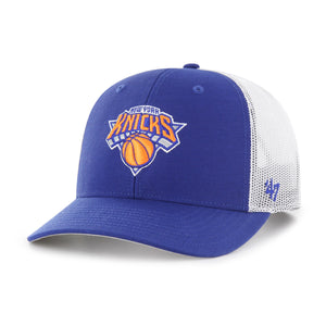'47 New York Knicks Trucker Snapback Hat - Royal Blue, Officially Licensed