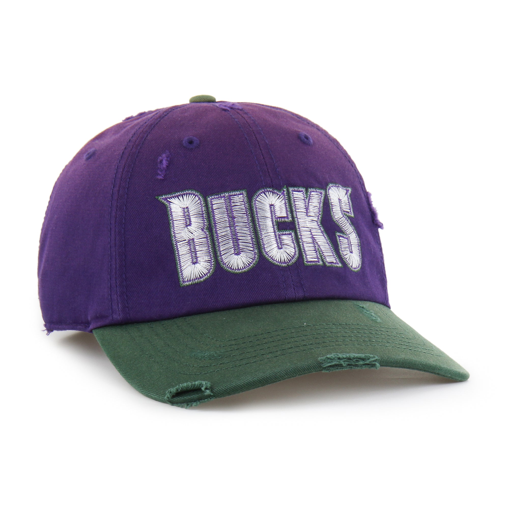 MILWAUKEE BUCKS HARDWOOD CLASSICS WORN SCRIPT '47 CLEAN UP MF MID FIT