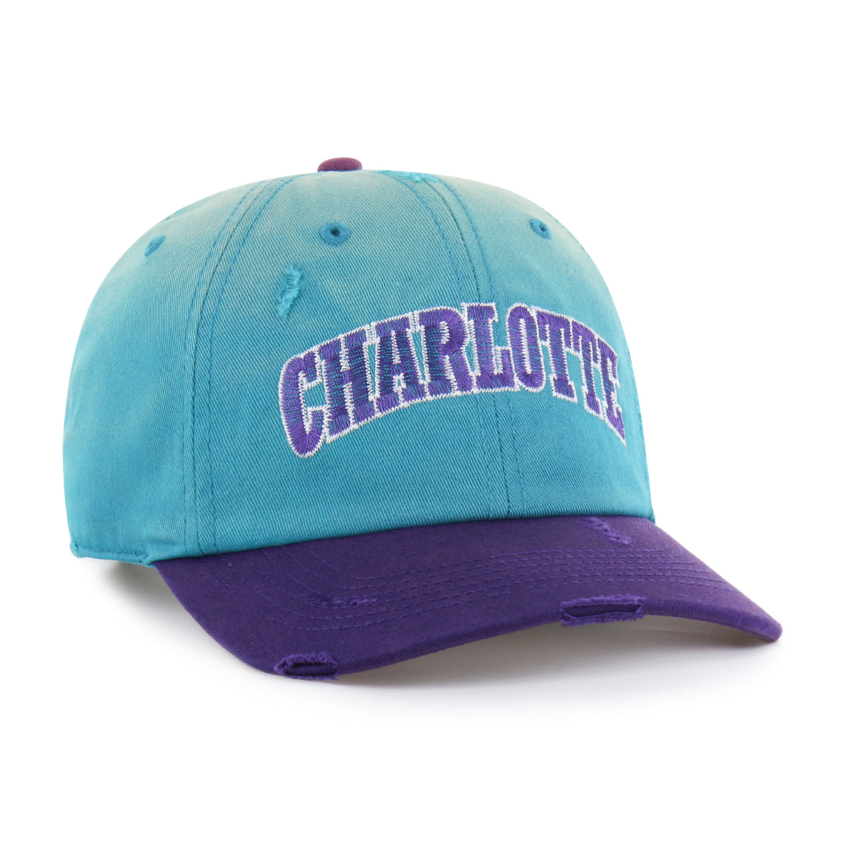 CHARLOTTE HORNETS HARDWOOD CLASSICS WORN SCRIPT '47 CLEAN UP MF MID FIT