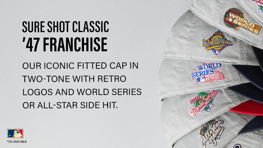 Sure Shot Classic '47 Franchise. Our iconic fitted cap in two-tone with retro logos and World Series or All-Star side hit.