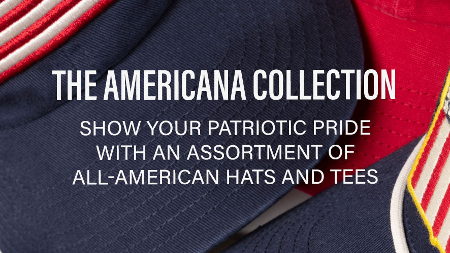 The Americana Collection. Show your patriotic pride with an assortment of All-American hats and tees.