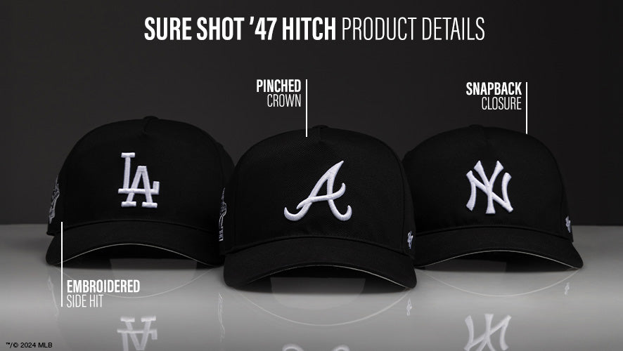 Sure Shot '47 Hitch Product Details. Embroidered Side Hit. Pinched Crown. Snapback Closure.