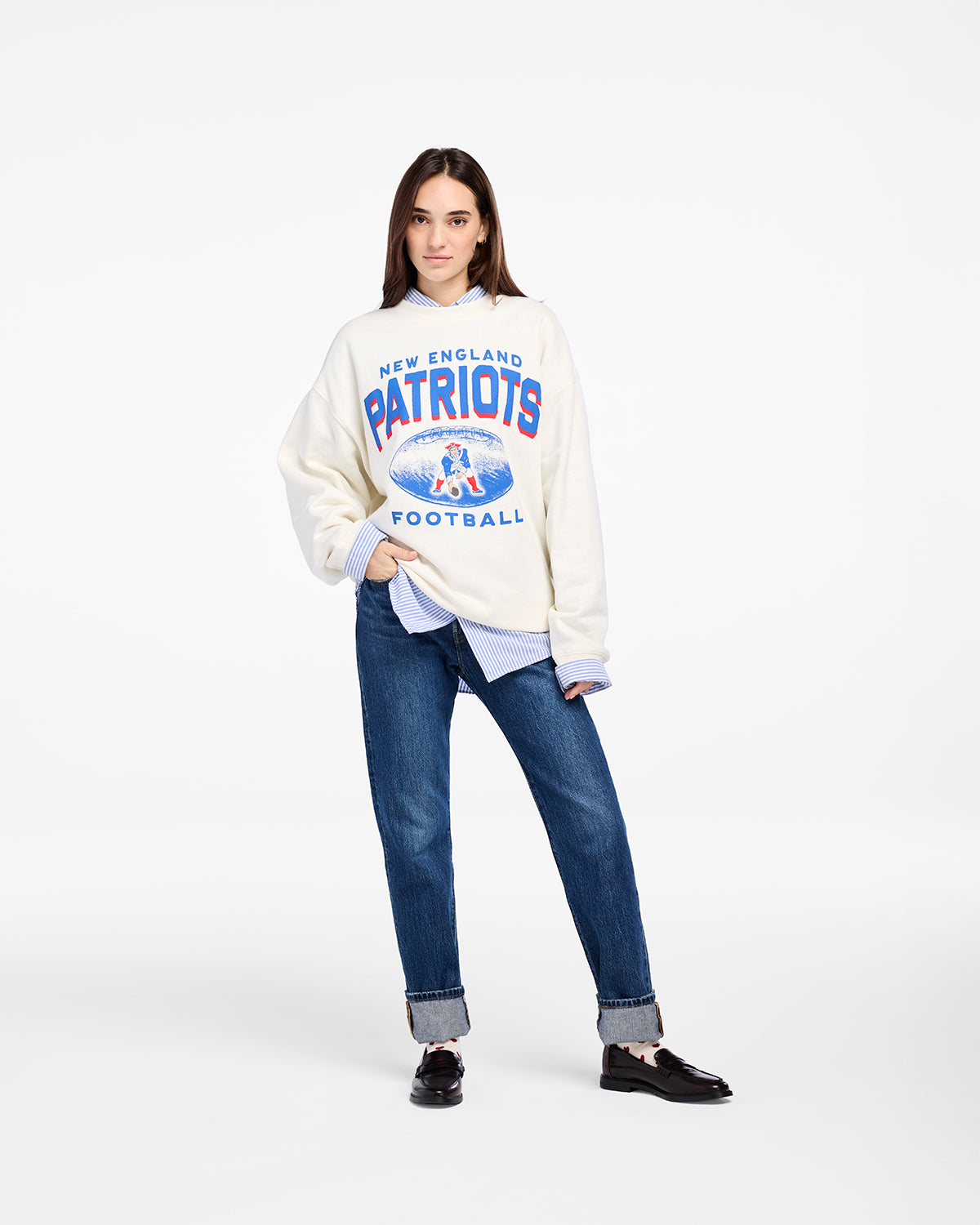 NEW ENGLAND PATRIOTS HISTORIC ARCH CLOUD '47 OVERSIZED CREW WOMENS