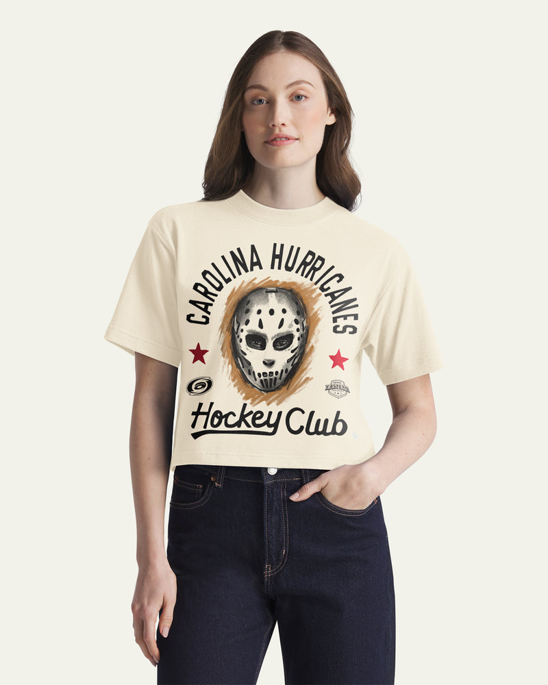 CAROLINA HURRICANES ARCH MASK '47 FOUNDATION CROP TEE WOMENS
