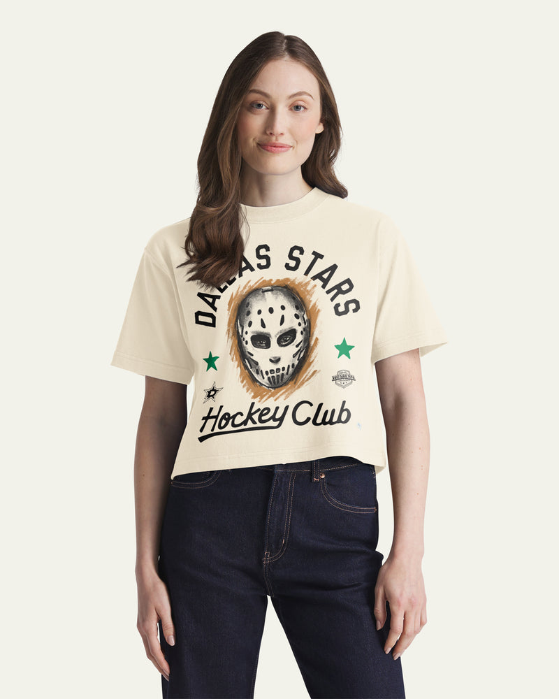 DALLAS STARS ARCH MASK '47 FOUNDATION CROP TEE WOMENS