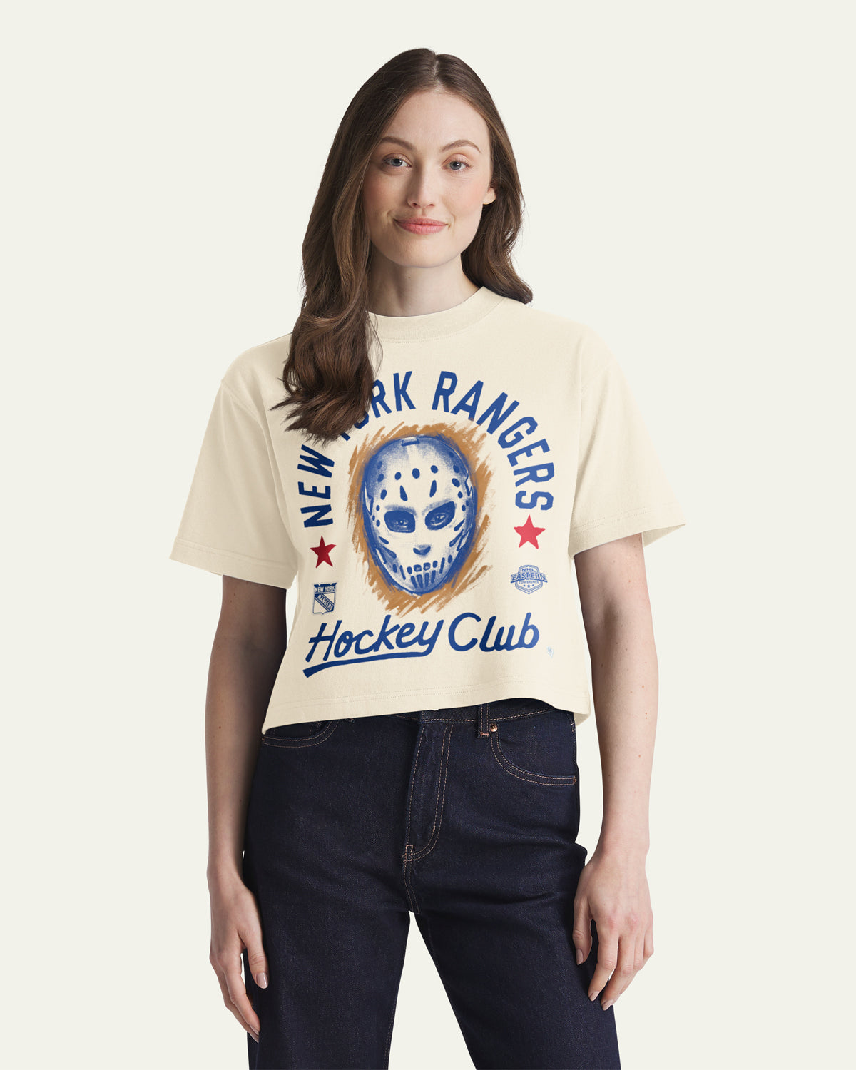 NEW YORK RANGERS ARCH MASK '47 FOUNDATION CROP TEE WOMENS