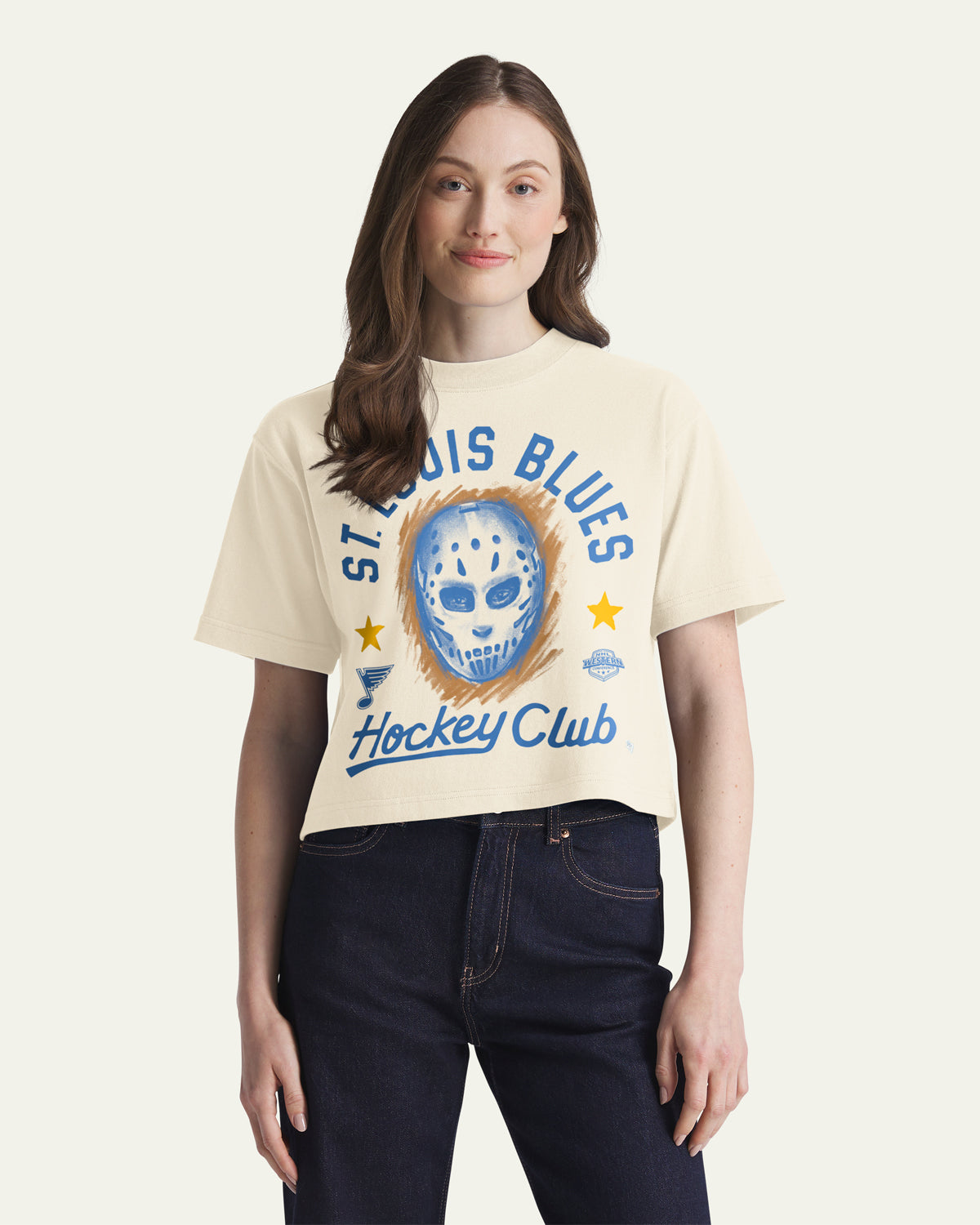 ST LOUIS BLUES ARCH MASK '47 FOUNDATION CROP TEE WOMENS