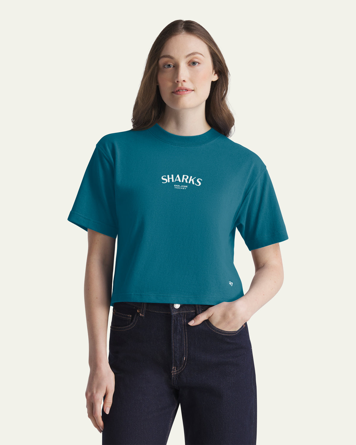 SAN JOSE SHARKS HADRIAN '47 FOUNDATION CROP TEE WOMENS